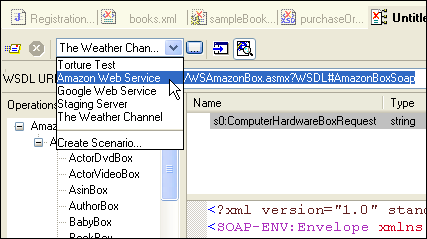 Choosing from a collection of saved, Web service property configurations