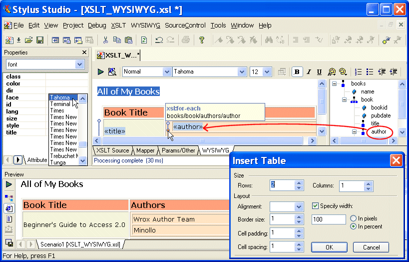 Teach yourself XSLT with the WYSIWYG XSLT Designer
