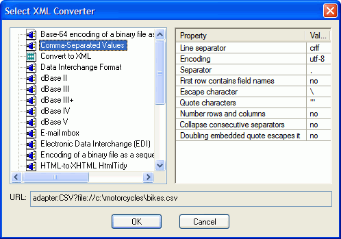 Choose from several available source document encodings