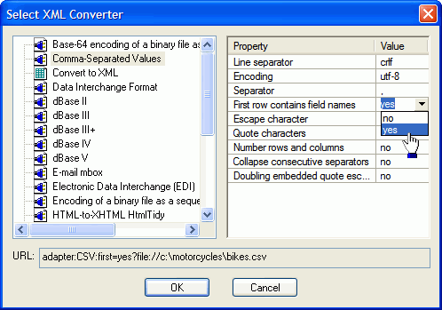 Two ways to specify CSV column names