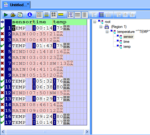 The results of one regexp pattern