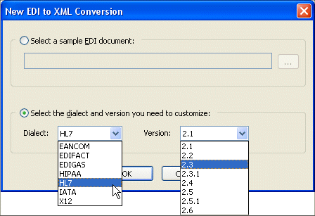 Start EDI conversion using your own document or an EDI standard!