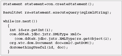 Java code can be used to execute
the query and retrieve data