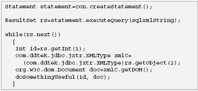 Java code can be used to execute
the query and retrieve data