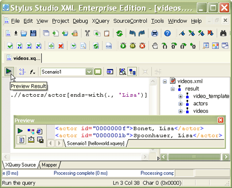Accessing XML documents with XQuery and previewing the result in Stylus Studio®