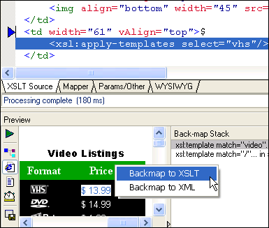 XSLT Editor: XSLT Backmapping