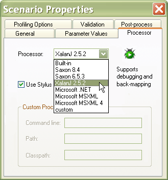 Specifying an XSLT Processor for a Java Code Generation Project