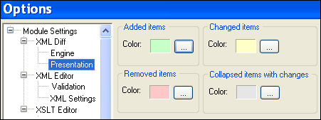 XML Differencing: configure background colors.