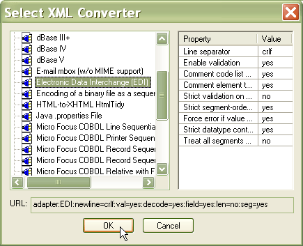 Selecting an EDI converter