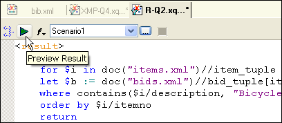 Single-Click XQuery Expression Evaluation