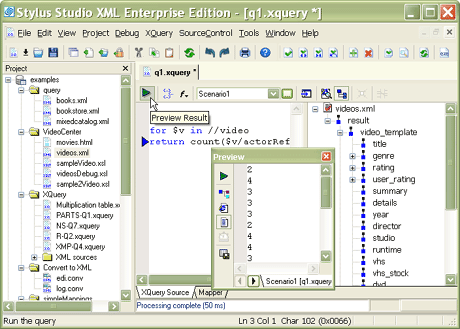 An example XQuery FLWOR expression