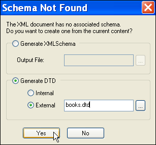 Generate internal or external DTD