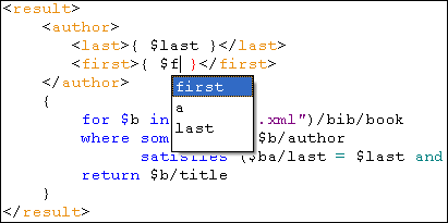 Intelligent XQuery Editing