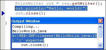 Stepping through Java Compiler errors and warnings using the Output Window and Backmapping