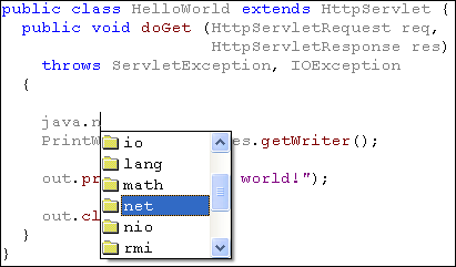 Java Code Syntax Coloring, Code Sensing and Autocompletion