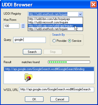 Finding a Java Web Service's WSDL file by searching a UDDI registry