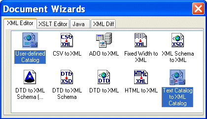 Wizards for User-Defined and Text Catalogs