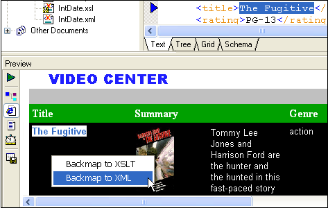 XSLT Editor: XSLT Transformation Preview Window