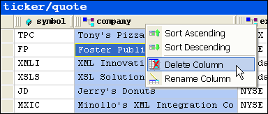 Deleting columns using XML Grid View