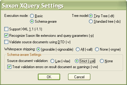 Configuring the Schema-Aware XQuery Processing Settings