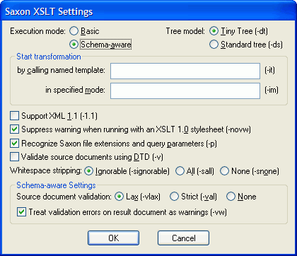 Saxon XSLT configuration settings