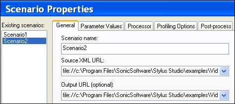 XSLT Editor: XSLT Transformation Scenario Properties