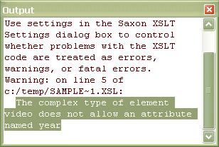 Validation Errors reported by the Schema Aware XSLT Processor