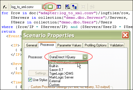 Selecting DataDirect XQuery as your Default XQuery Processor