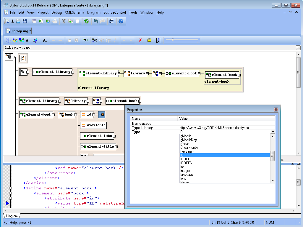 Properties Window: Set facets and types