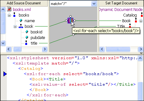 True XML Mapping: Synchronized, Visual editing of XSLT and XQuery Mappings