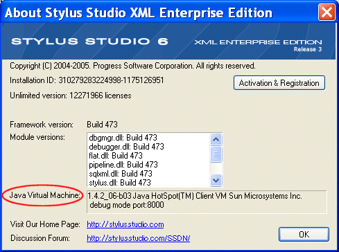 Verifying the current JVM in Stylus Studio