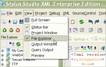 Using the XML file explorer
