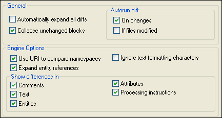 XML Differencing Options