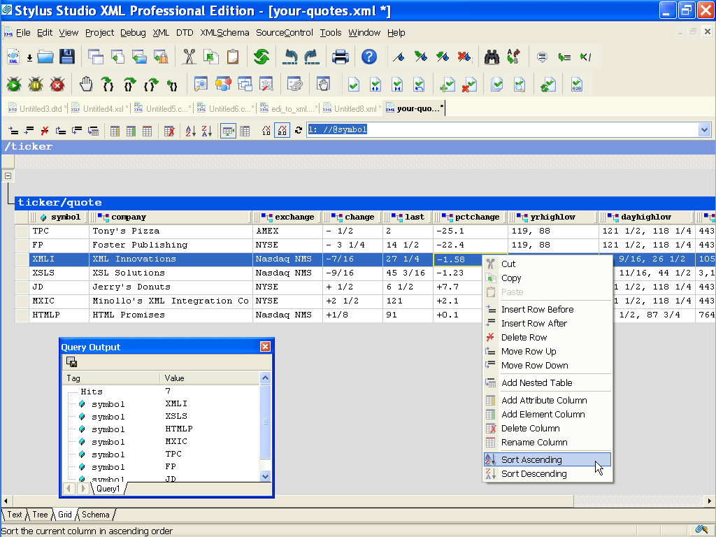 Xml Editor Grid View