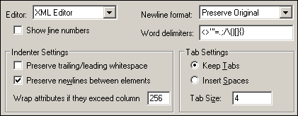 Configure XML Indenter