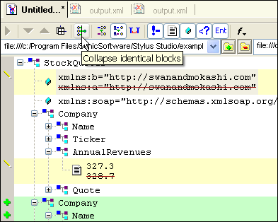 XML Differencing Tool: Merged View