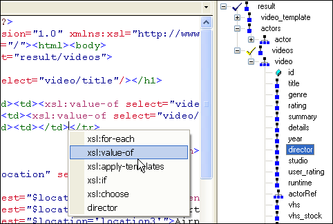 XSLT Editor: XML Source Tree Window