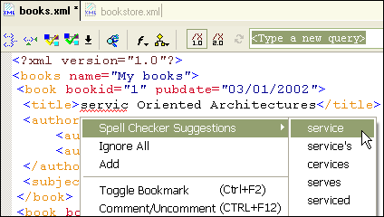Configuring the XML Spell Checker