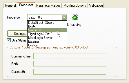 XQuery Processor Options