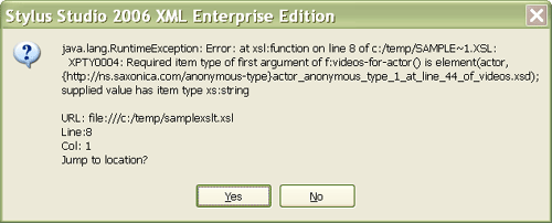 Troubleshooting XSLT stylesheets using Schema-Aware XSLT processing