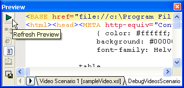 XSLT Debugger output console window