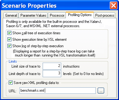 XSLT Stylesheet Profiling Options