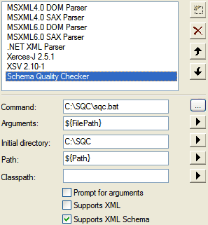 Custom Validation Engines showing SQC settings