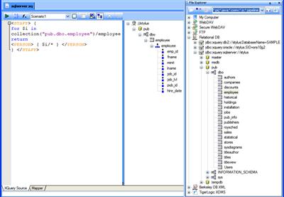 XQuery against Microsoft SQL Server (Click to enlarge)